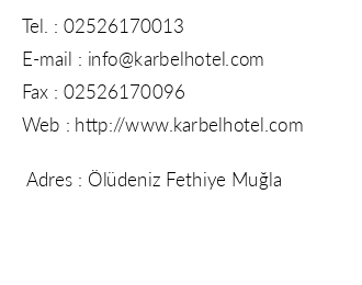 Karbel Hotel iletiim bilgileri